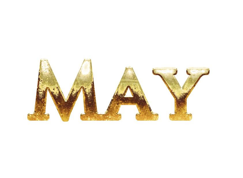 May png, word May png, May word png, May text png, May letters png, May word gold text typography PNG images transparent background